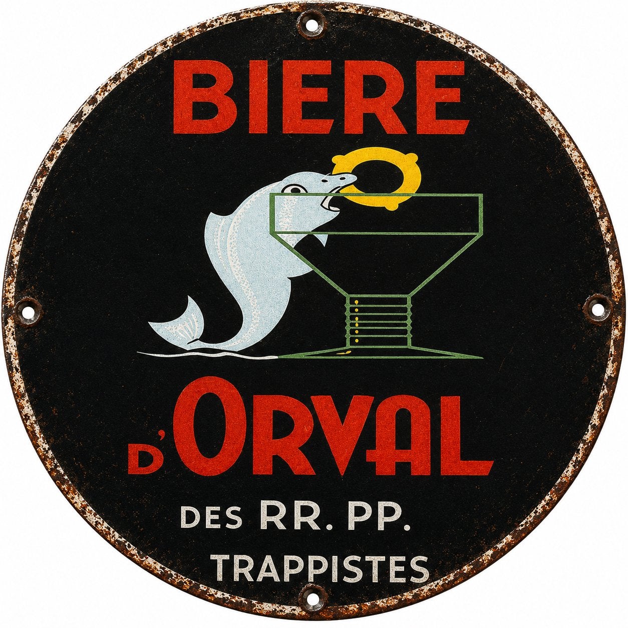 Panneau rond en métal Orval - rétro vintage mancave, Enlèvement ou Envoi, Neuf, Panneau, Plaque ou Plaquette publicitaire, Autres marques