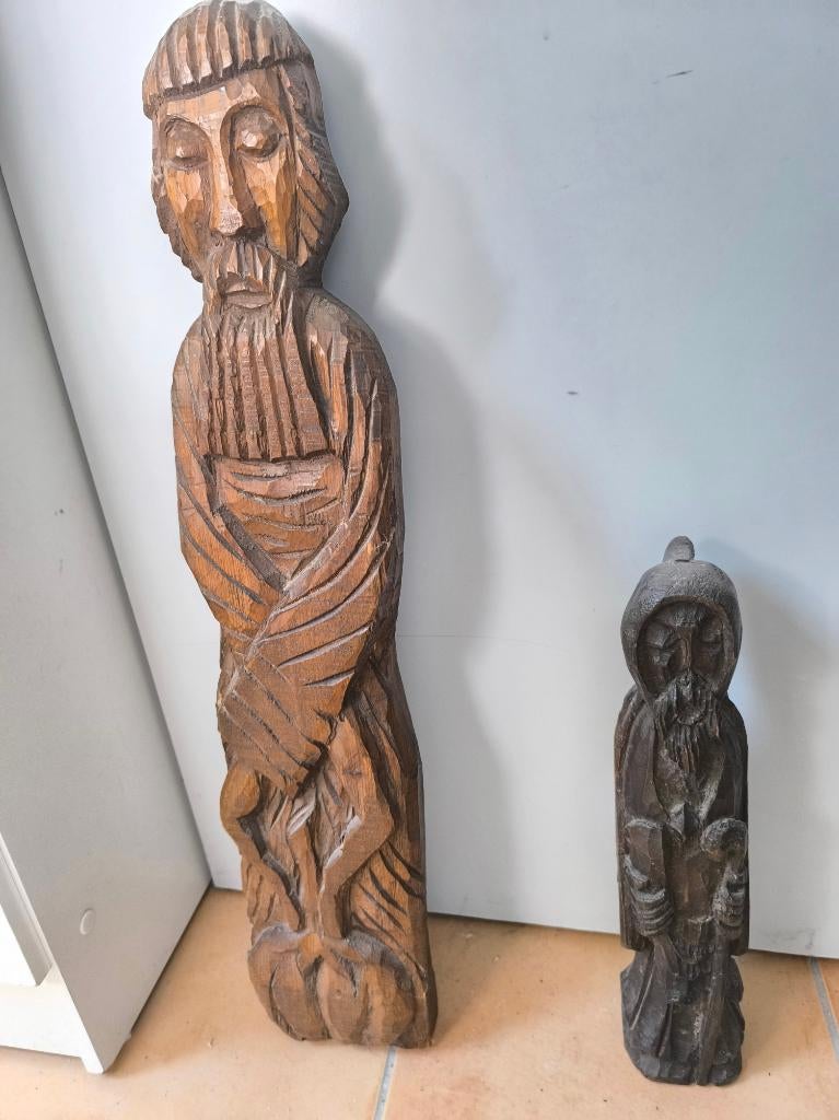 Statues en bois à poser ou à pendre (clou derrière), Bois, Brun, Fait main, Autres sujets
