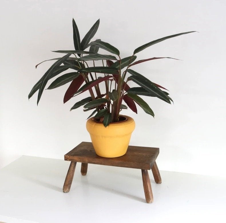 Vintage krukje - Houten plantentafeltje, Ophalen of Verzenden