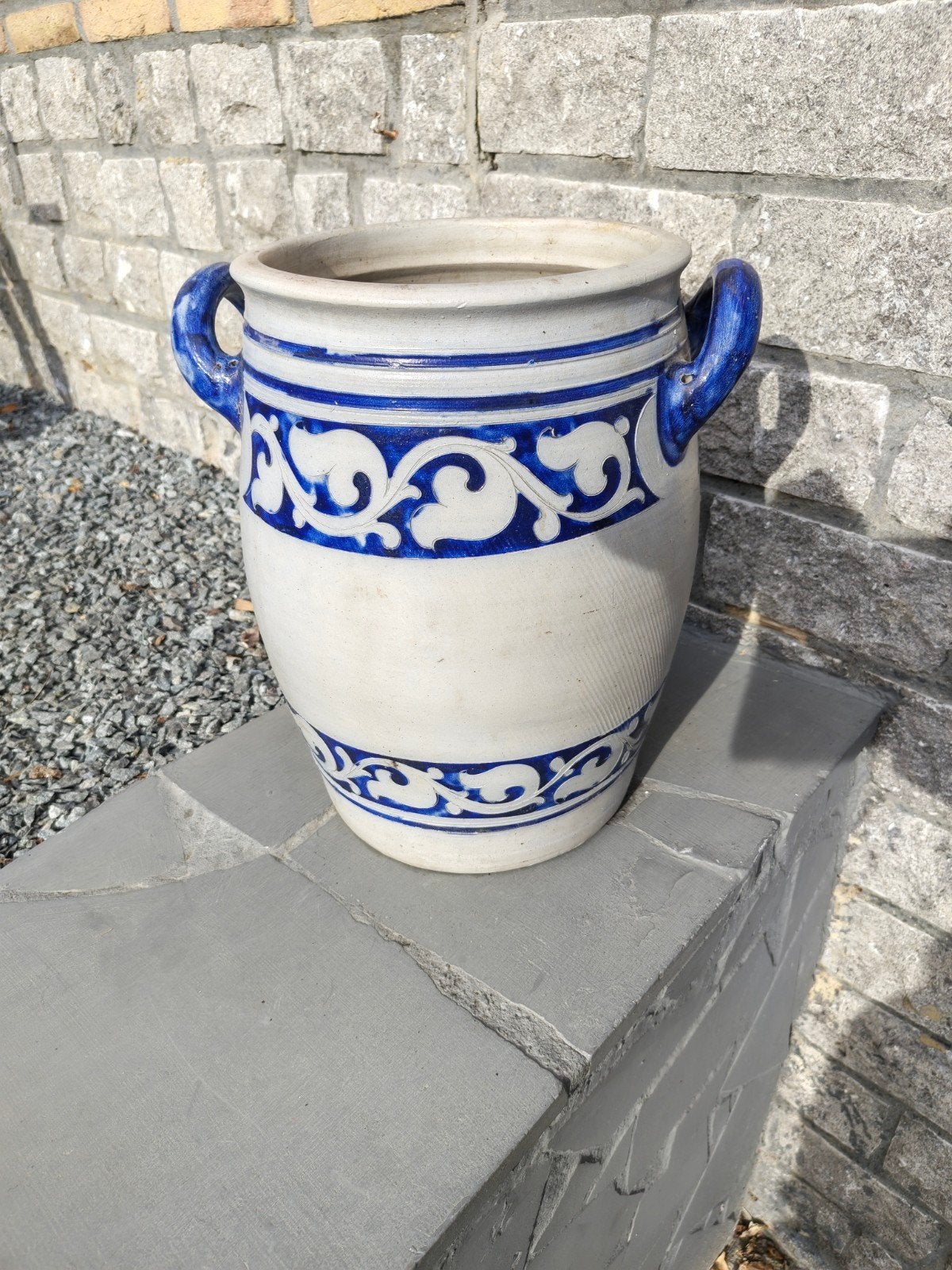 pot de Cologne en céramique vintage avec décoration bleue, Antiquités & Art, Enlèvement