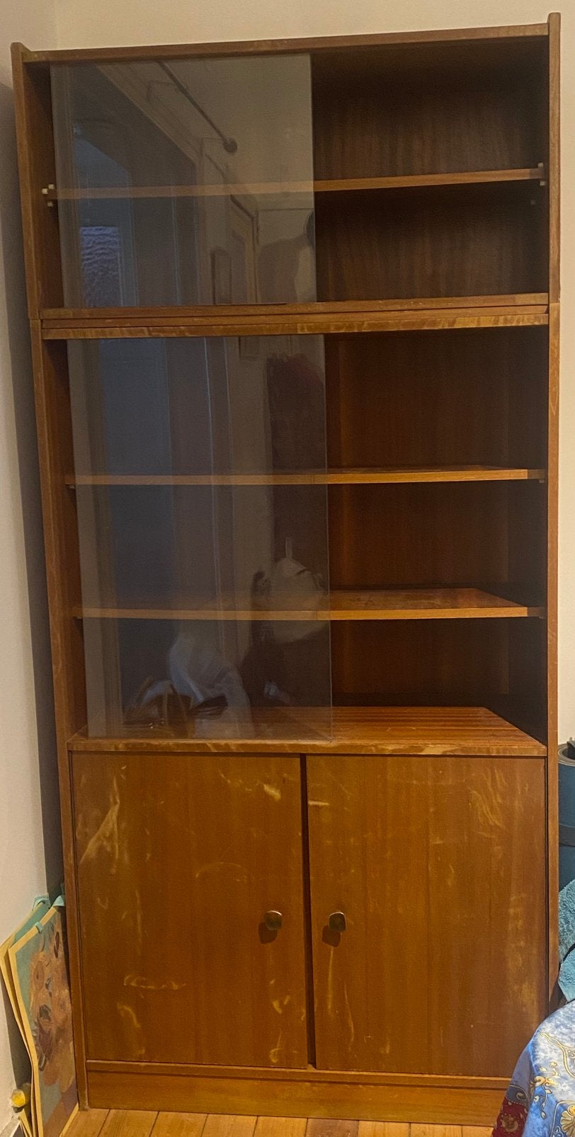 Houten vitrinekast, Huis en Inrichting, Ophalen, Gebruikt, Vintage, 50 tot 100 cm