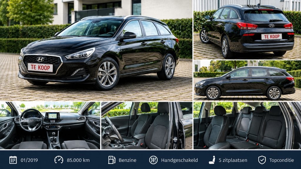 Hyundai i30 Wagon 1.0 T-GDi 120 pk van 01/2019 met 85.000 km, Auto's, Voorwielaandrijving, Alcantara, Zwart, 1200 kg