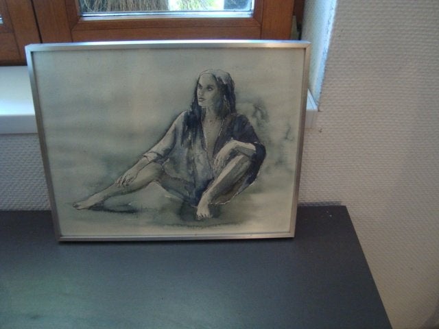 PEINTURE AQUARELLE, Antiek en Kunst, Kunst | Schilderijen | Klassiek, Ophalen, Paneel, Portret of Personen, Realistisch