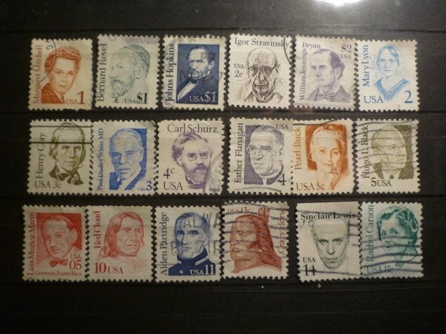 Lot USA Personalités (32 ex) Oblitéré, Timbres & Monnaies, Timbres | Timbres thématiques, Envoi