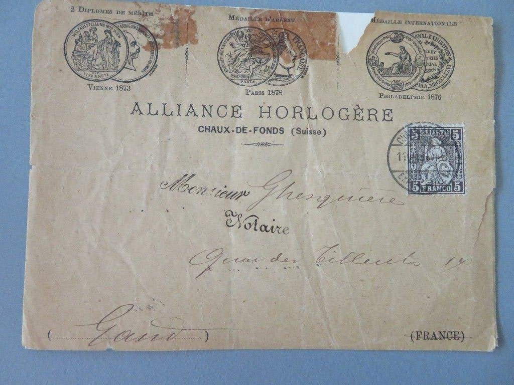 enveloppe Alliance Horlogère Chaux-de-Fonds Suisse, Timbres & Monnaies, Lettres & Enveloppes | Étranger, Envoi, Enveloppe