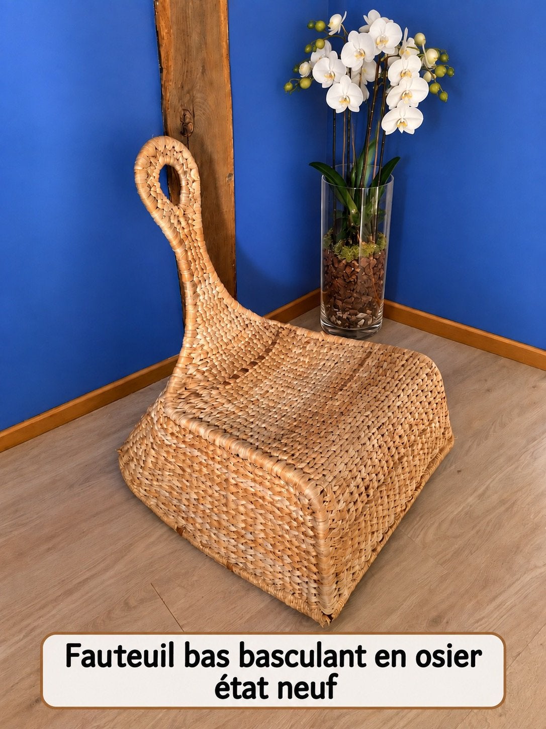 Fauteuil basculant en osier, Ophalen, Zo goed als nieuw, Riet of Rotan