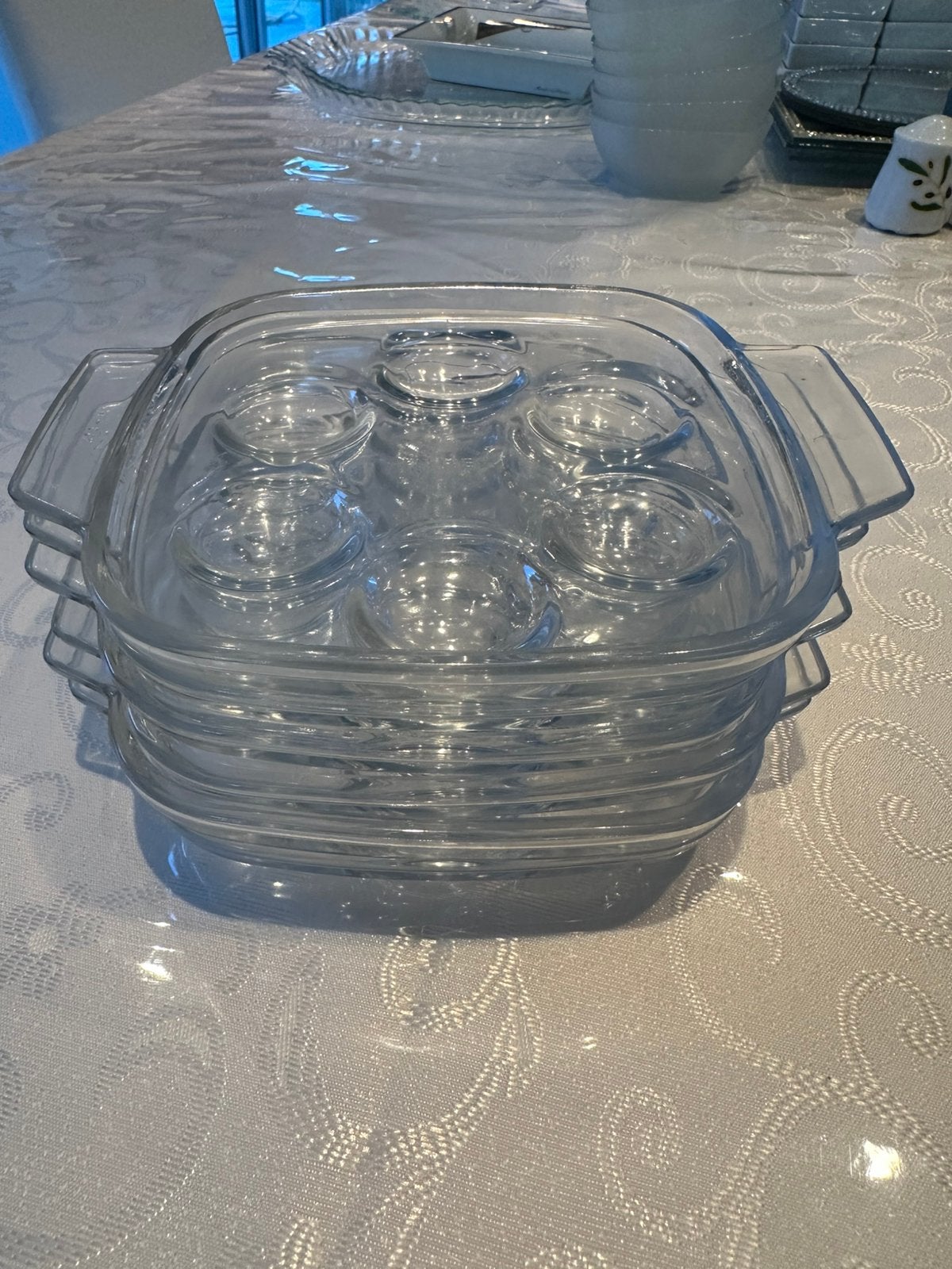 Lot de 6 petits plats carrés à escargots en verre Pyrex, Enlèvement, Comme neuf, Verre