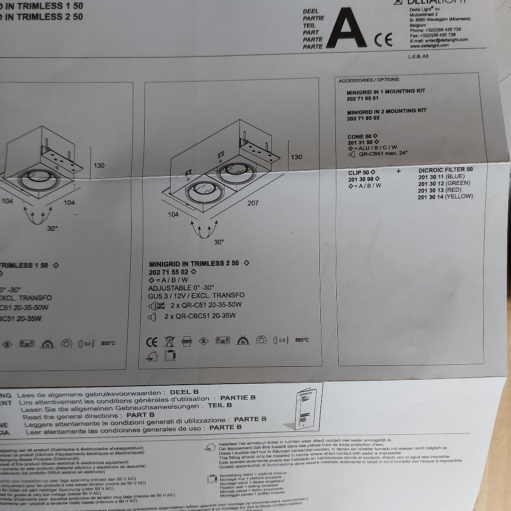 Delta Light Minigrid In Trimless 2, Huis en Inrichting, Ophalen, Nieuw, Metaal