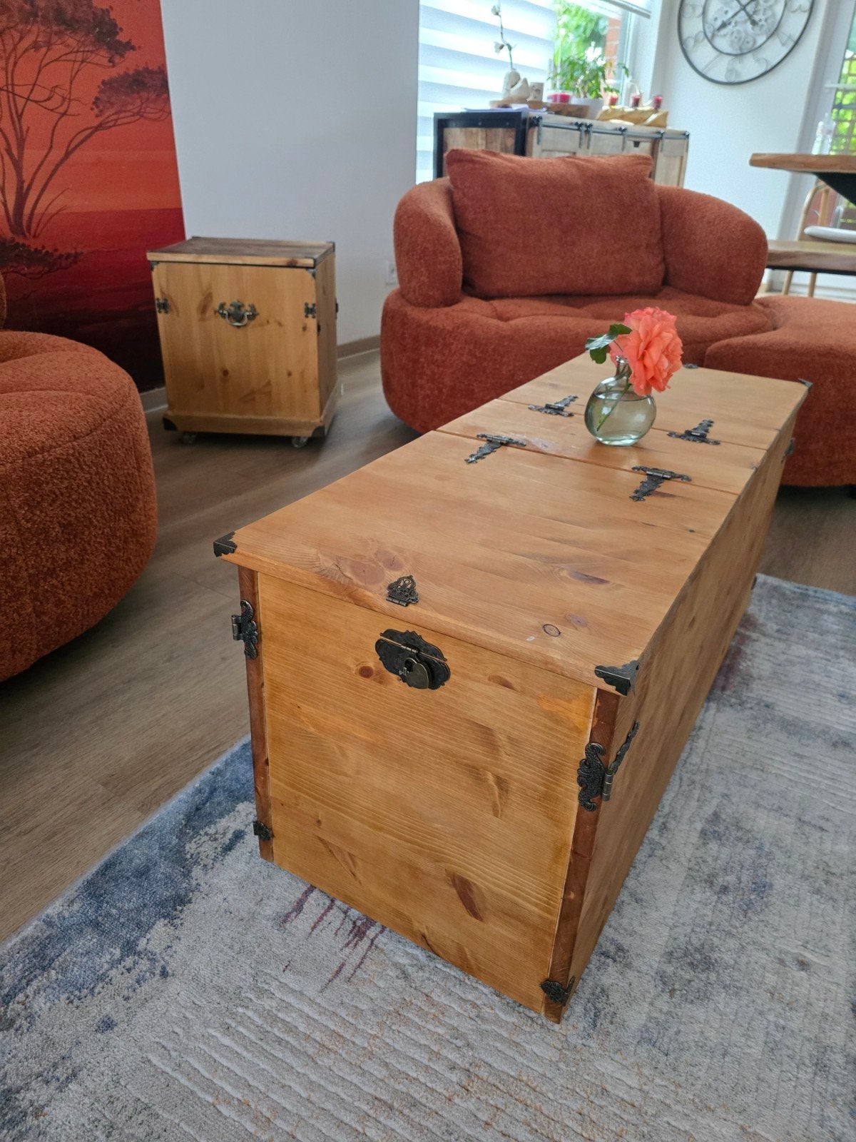 Boîte de rangement/table basse en bois rustique faite à la m, Maison & Meubles, Accessoires pour la Maison | Coffres, Enlèvement