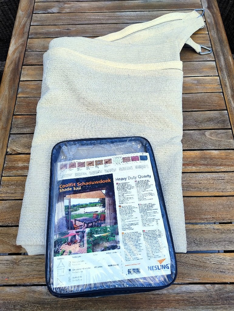 Nesling Coolfit Schaduwdoek Vierkant 3,60 x 3,60 meter beige, Tuin en Terras, Ophalen, Gebruikt