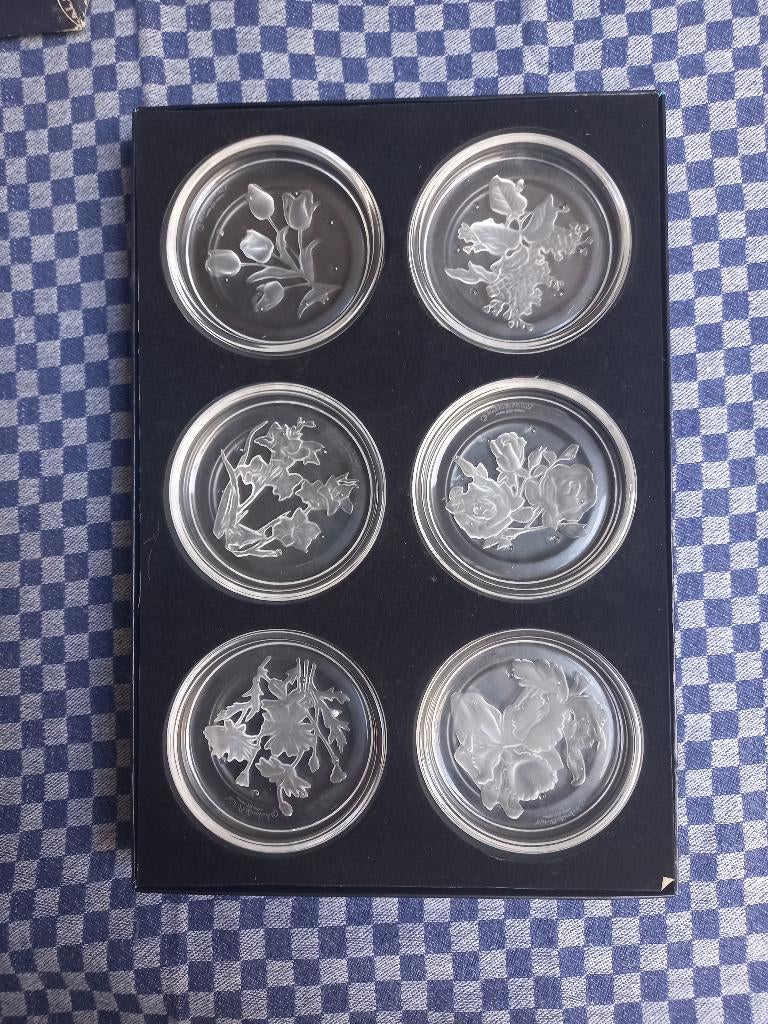 Coffret de 6 Dessous de Verre en Cristal – Val Saint Lambert, Enlèvement