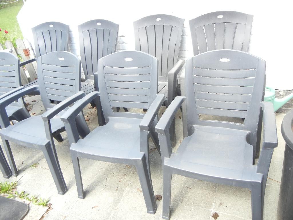 tuin stoelen en tuin tafel, Enlèvement, Comme neuf, Synthétique, Empilable