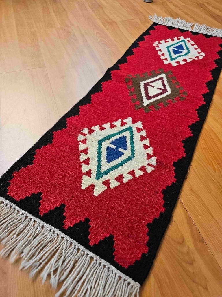 Kelim loper 98/35 cm, Huis en Inrichting, Ophalen of Verzenden, Gebruikt, Blauw, Overige stijlen