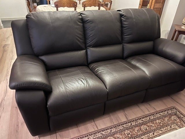 Lederen 3-zit zetel, 200 à 250 cm, Banc droit, Comme neuf, Enlèvement