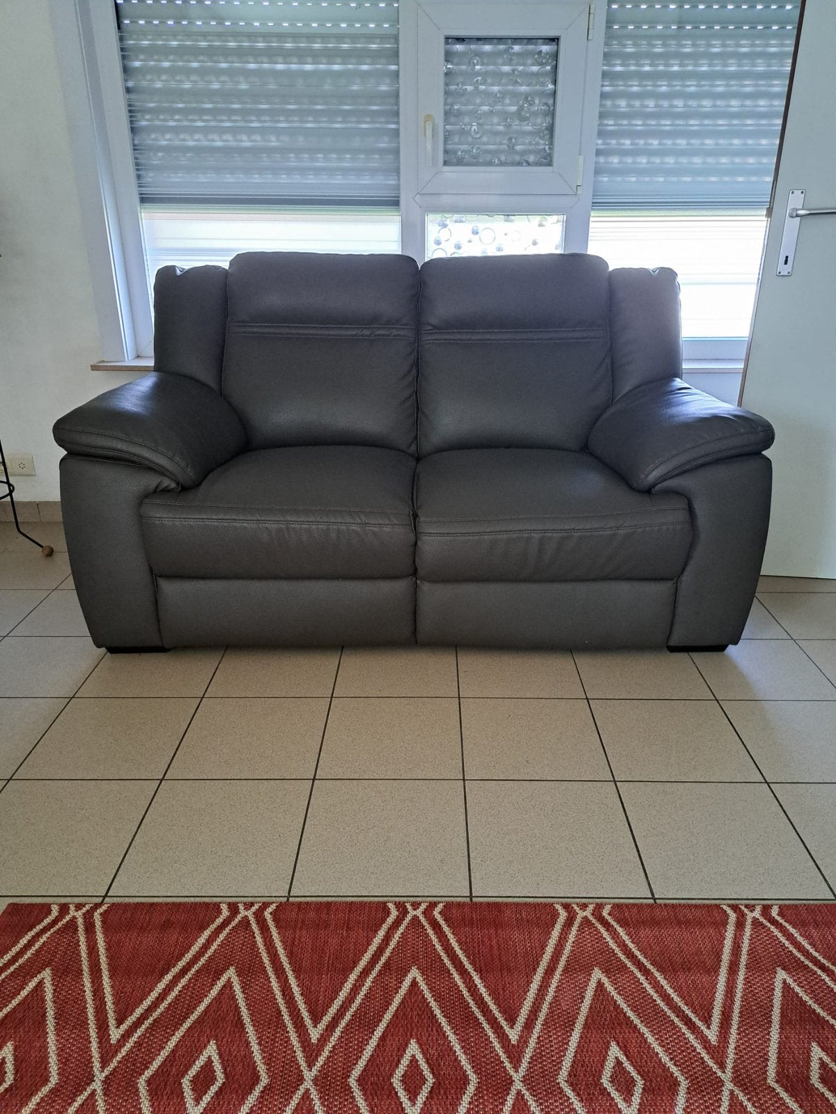 nieuwe ledere bruine zetel, Huis en Inrichting, Ophalen, Zo goed als nieuw, Vierpersoons of meer, Leer
