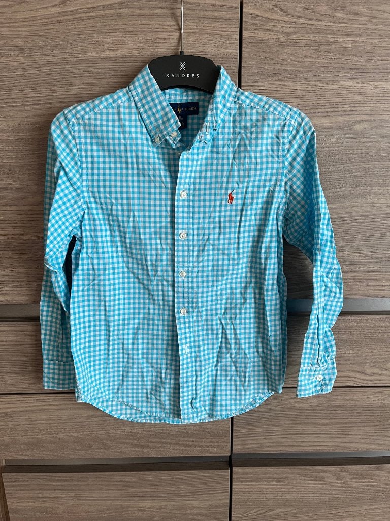 Blauw wit geruit hemd merk Ralph Lauren kids 10-12 jaar, Kinderen en Baby's, Kinderkleding | Maat 140, Ophalen of Verzenden, Ralph Lauren