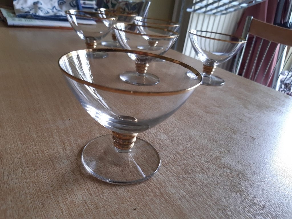 Lot de 6 coupes à champagne anciennes - cristal, Ophalen of Verzenden