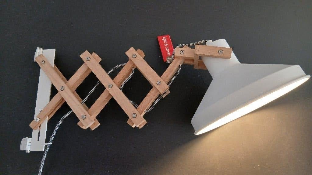 Bureaulamp wand wit hout 40W, Ophalen, Zo goed als nieuw