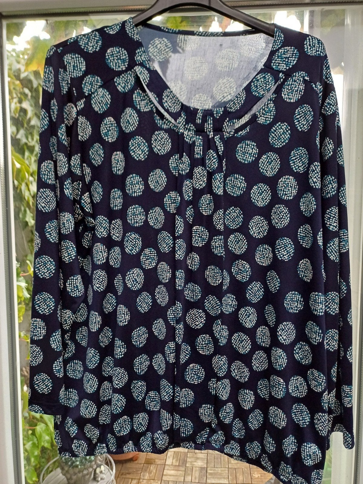 longsleeve d. blauw/wit/ petrol.L/XL(48/50), Ophalen of Verzenden, Zo goed als nieuw, Blauw