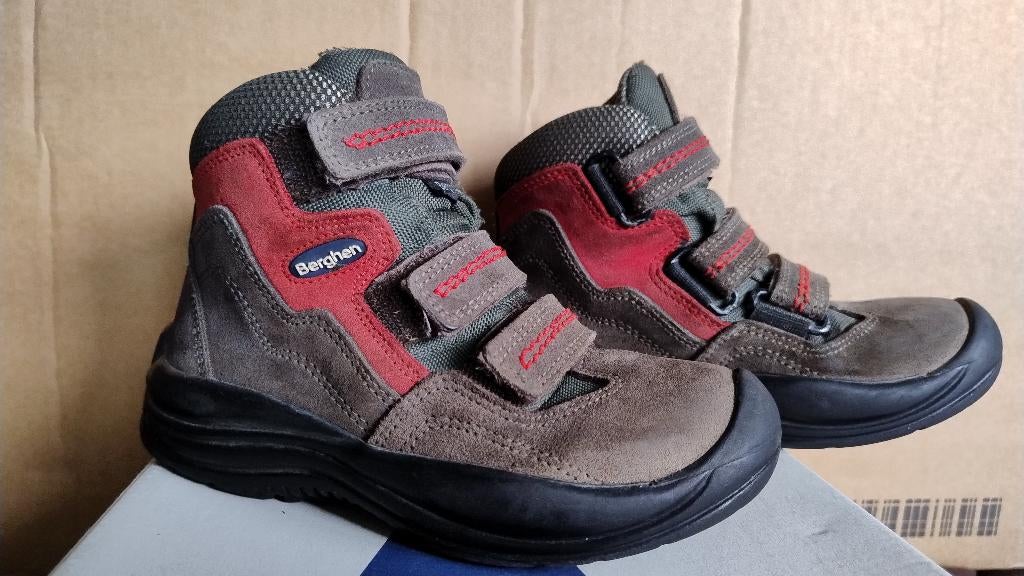 Bottines Berghen velcro T.29 brun/rouge, Garçon ou Fille, Enlèvement ou Envoi, Utilisé, Autres types