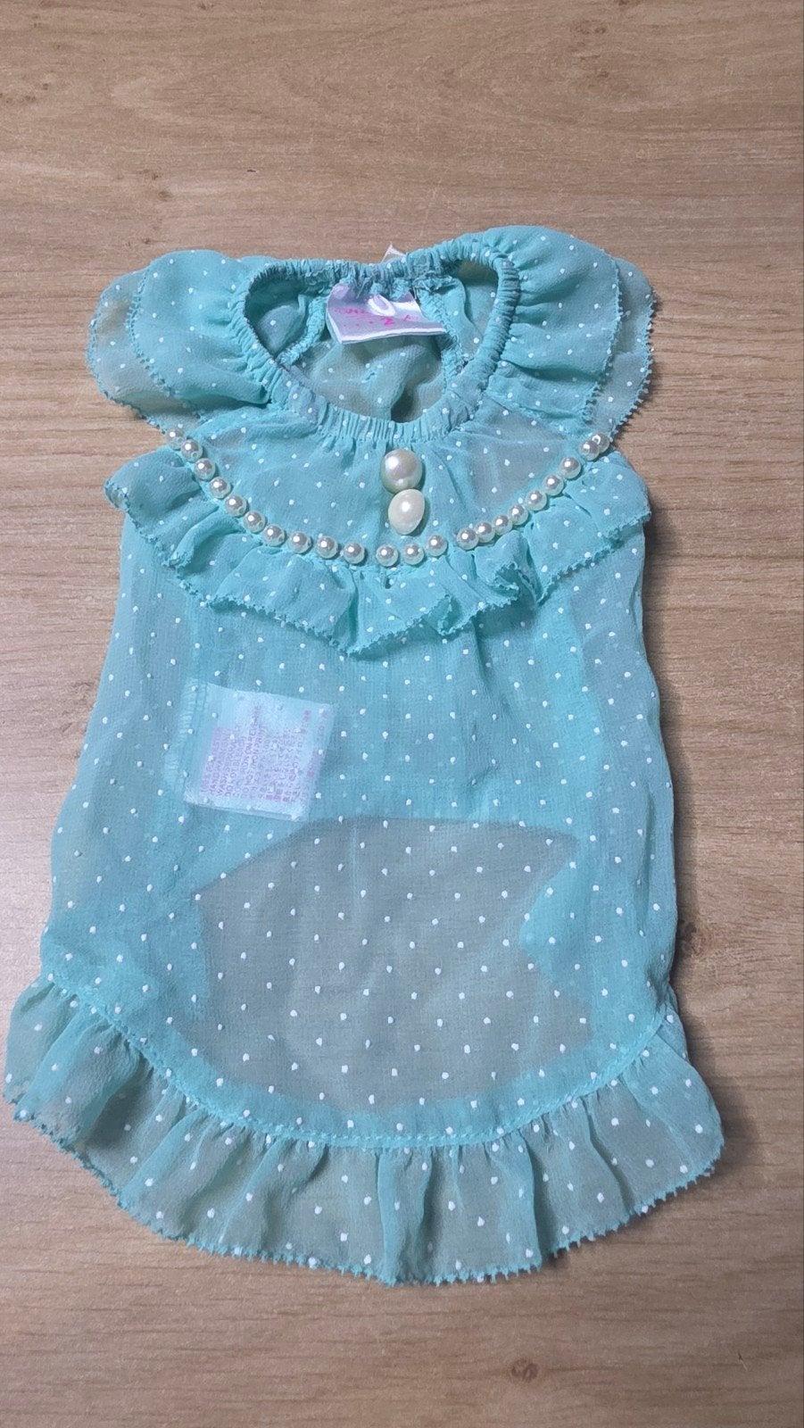 wooflink hondenshirt met ruches en parels mintgroen maat 2, Ophalen, Hondenshirt