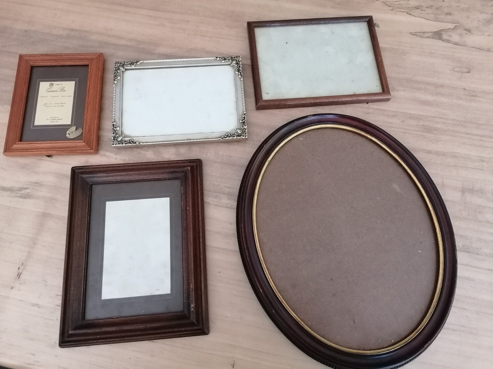 5 oude fotokaders, 1 in metaal, 4 in hout, Ophalen of Verzenden