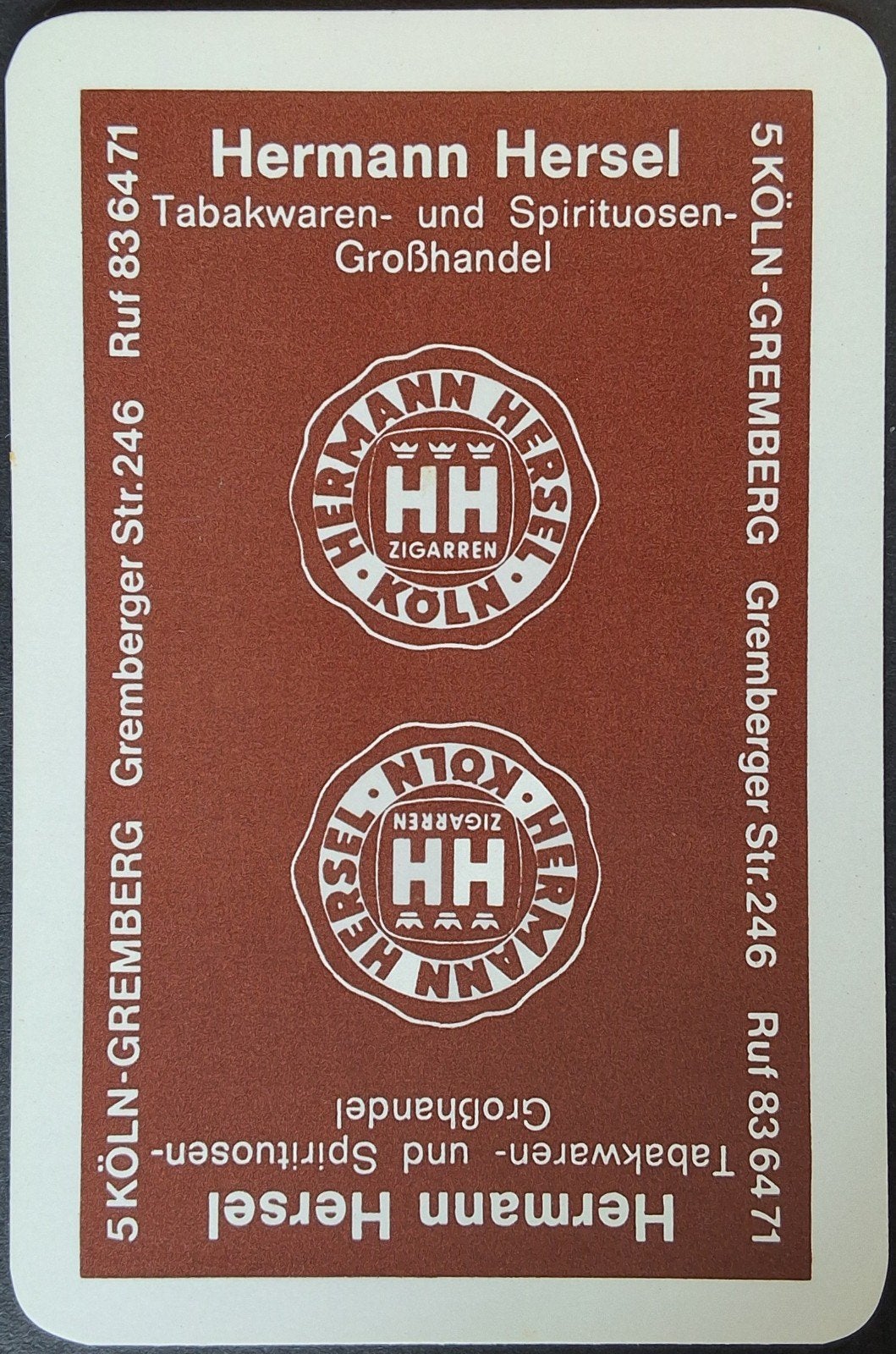 1 Speelkaart  Tabakwaren Herman Hersel, Ophalen of Verzenden