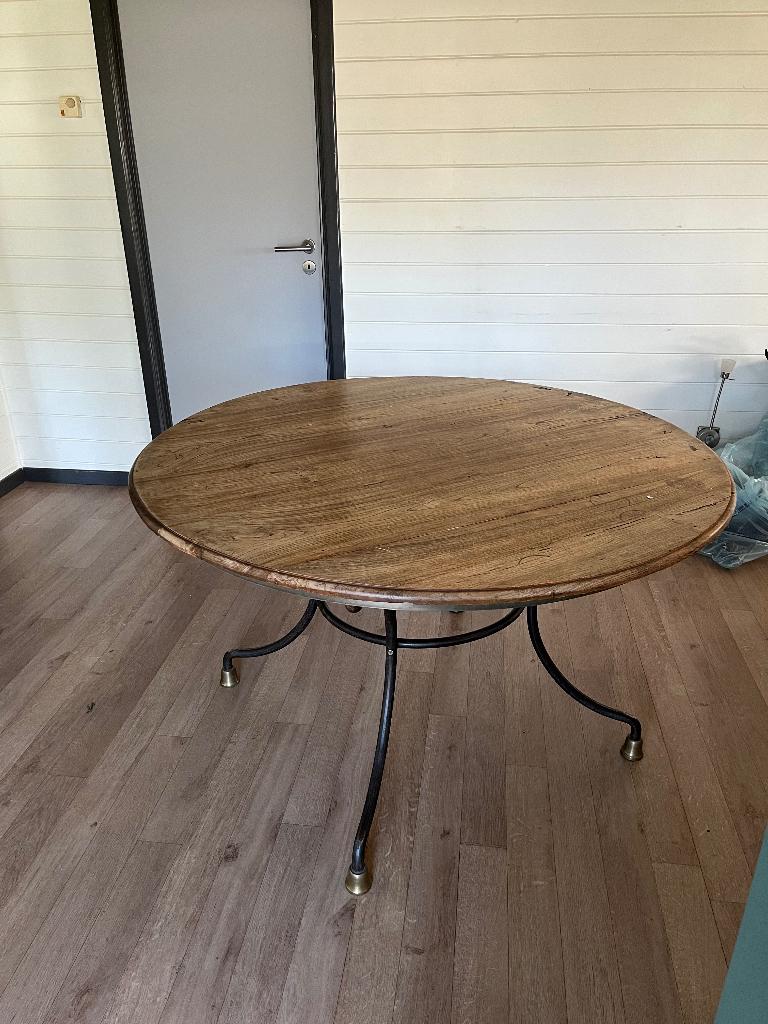 Massief houten tafels, Huis en Inrichting, Tafels | Eettafels, Ophalen, Gebruikt, Rond, 100 tot 150 cm