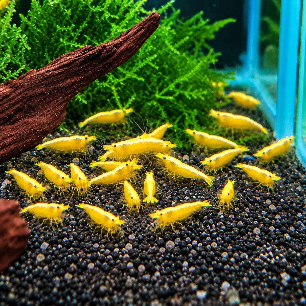 Hobbyaquarium Citroen garnalen neon Backstripe, Animaux & Accessoires, Homard, Crabe ou Crevette, Poisson d'eau douce, Banc de poissons