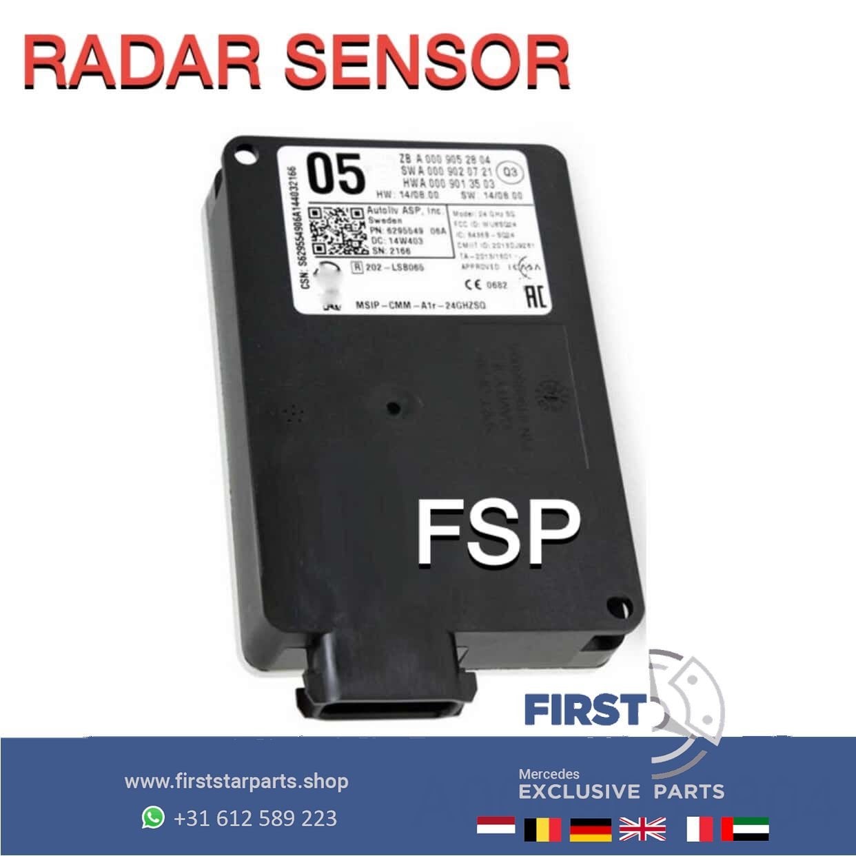 A0009052804 radar sensor W176 W117 W156 W212 W218 W222 W166, Gebruikt, -, Ophalen of Verzenden, -