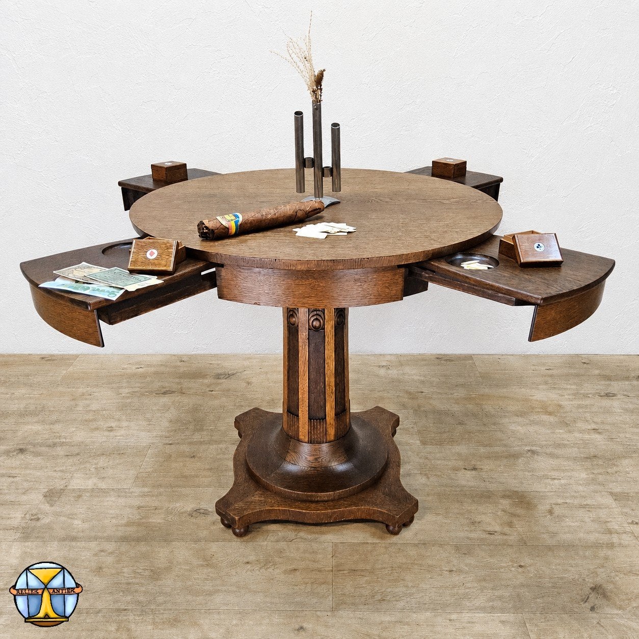 Table de jeu/table à cartes Art Déco en chêne antique, Enlèvement ou Envoi