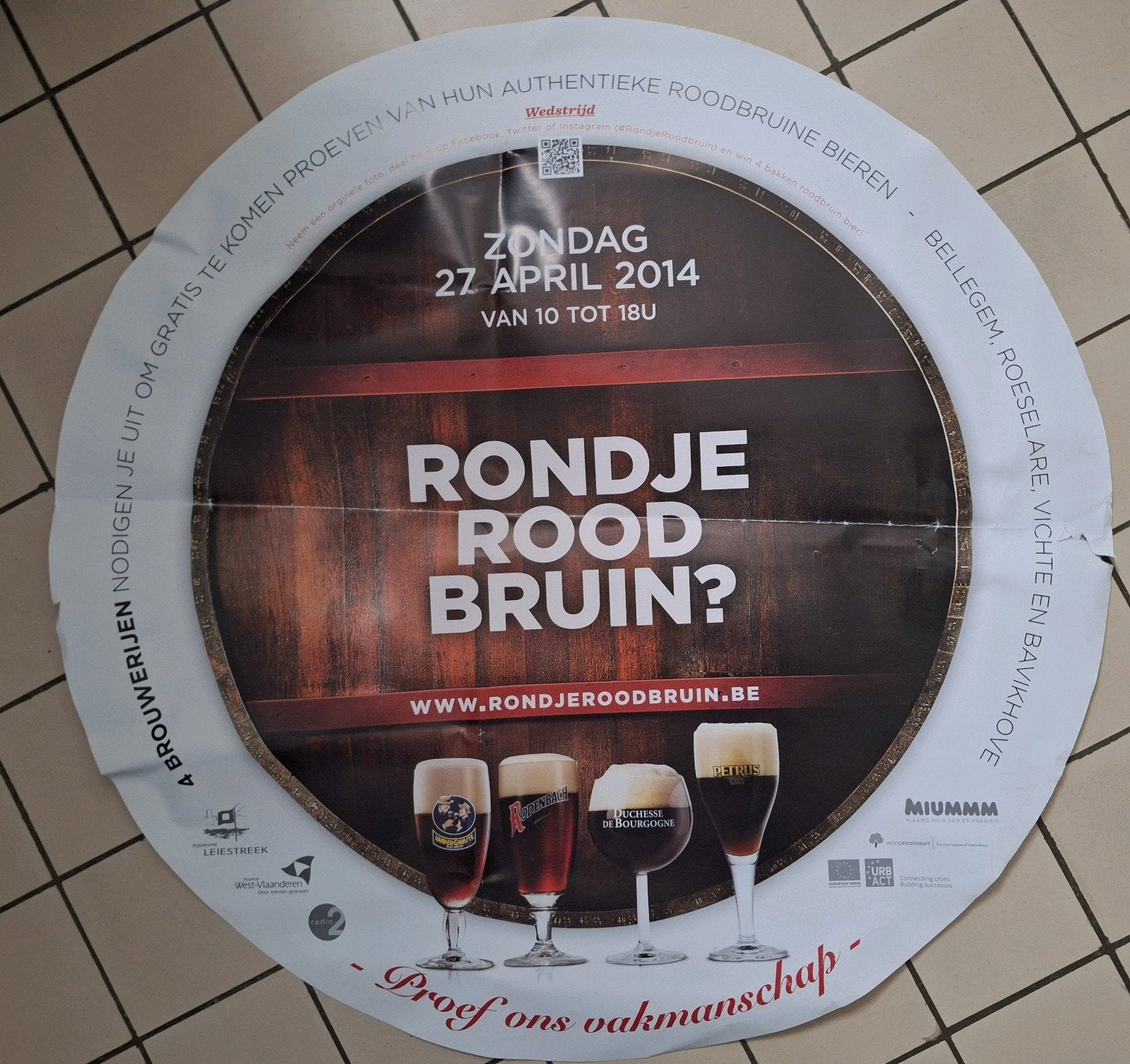 Affiche Rondje Roodbruin brouwerij Rodenbach, Debrabandere,, Ophalen of Verzenden
