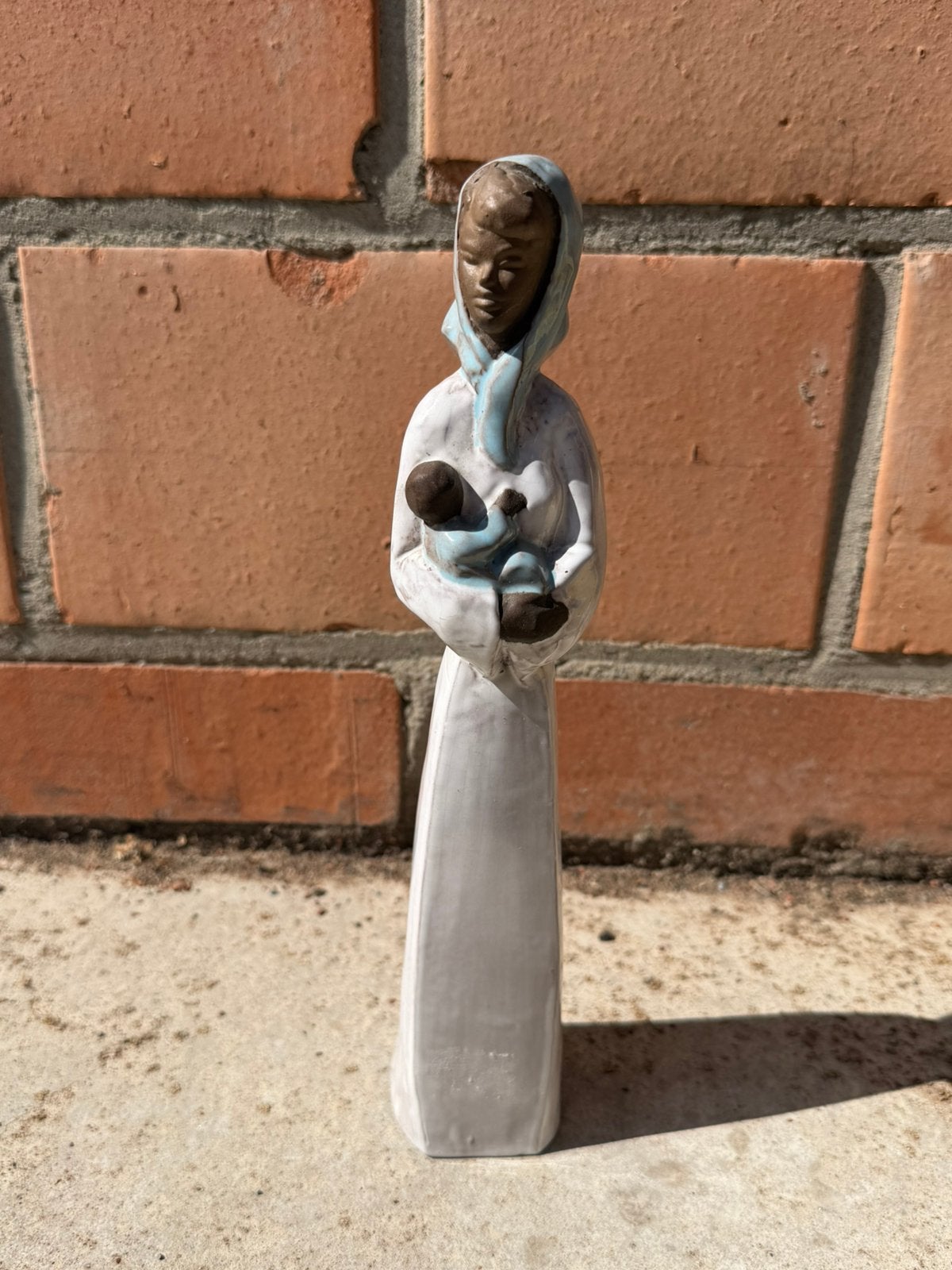 Vintage Paul Serste: Terra Cotta Beeldje moeder met kind, Ophalen of Verzenden