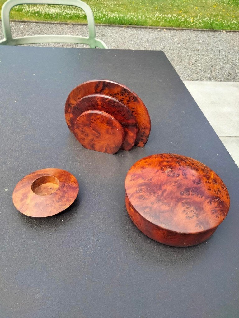 burl wood hout set, Antiek en Kunst, Ophalen of Verzenden
