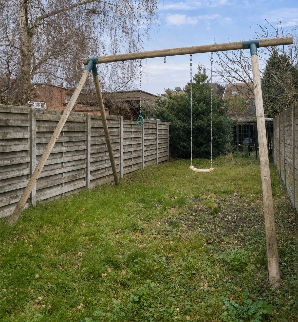 Houten schommelconstructie, Kinderen en Baby's, Speelgoed | Buiten | Speeltoestellen, Ophalen, Gebruikt, Schommel