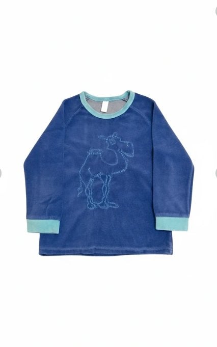 Marineblauwe Badstof / Velours Pyjamatrui (Maat 110/116), Enfants & Bébés, Garçon ou Fille, Enlèvement ou Envoi, Chemise ou À manches longues