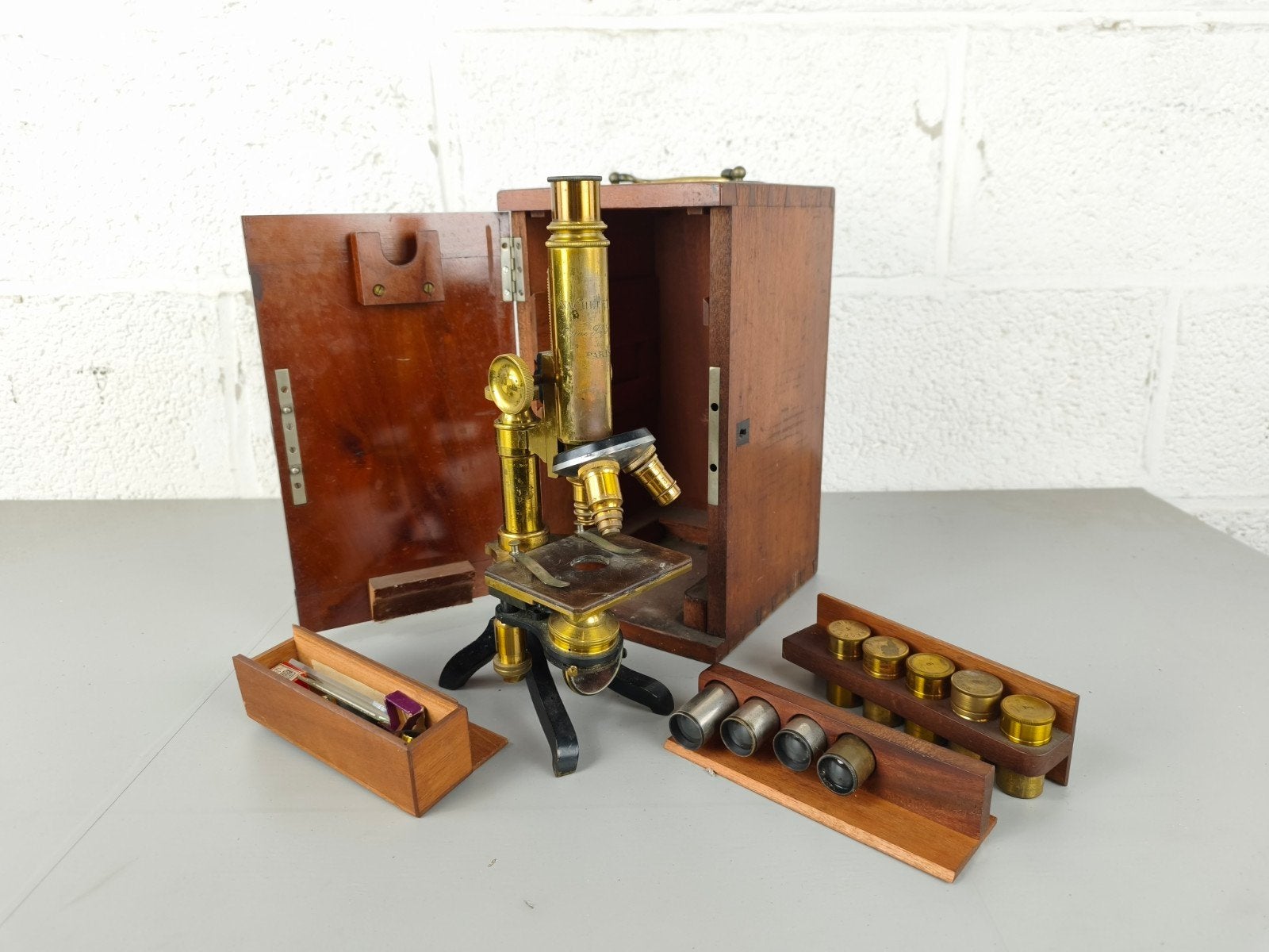 Antieke microscoop Nachet & Fils, Antiek en Kunst, Antiek | Gereedschap en Instrumenten, Ophalen of Verzenden
