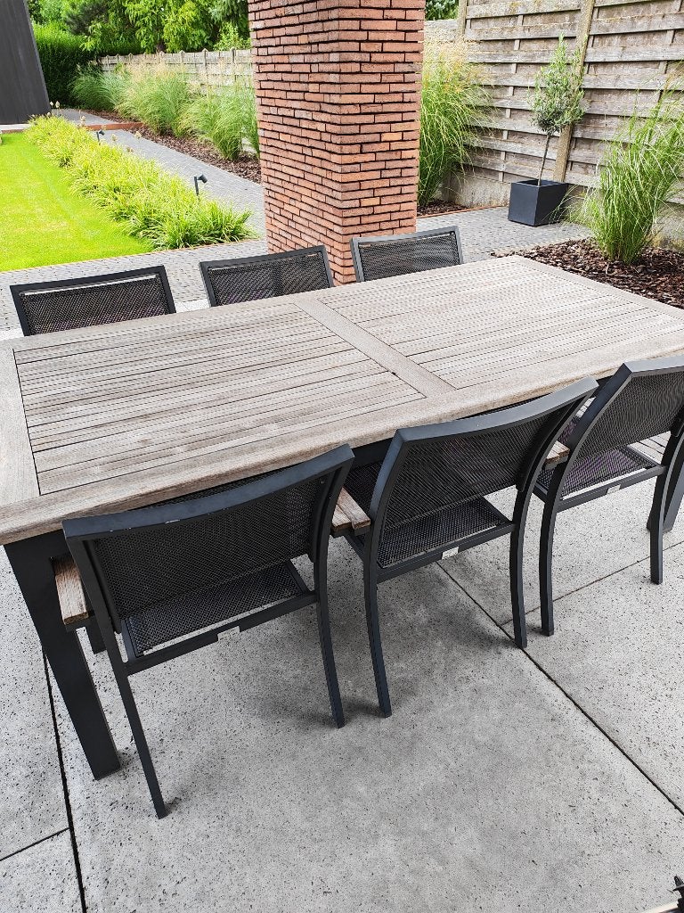 Tuintafel met stoelen, Ophalen, Gebruikt, Eettafel, 6 zitplaatsen