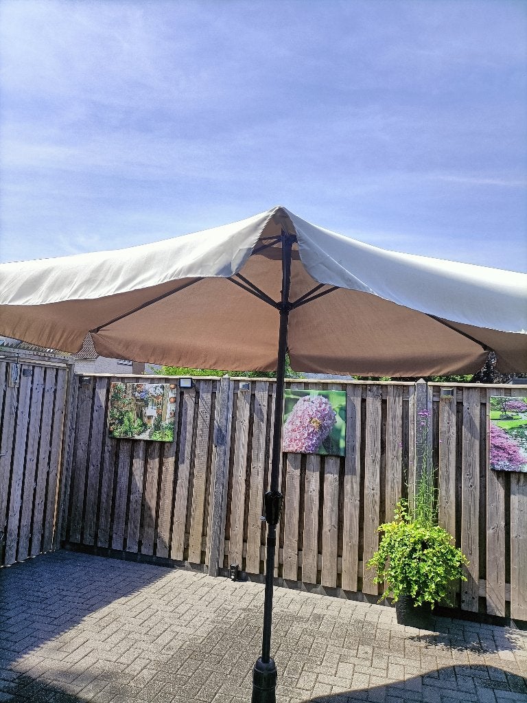 Parasol 3 meter doorsnee - Zonder Voet, Ophalen, Gebruikt, Waterdicht, Stokparasol