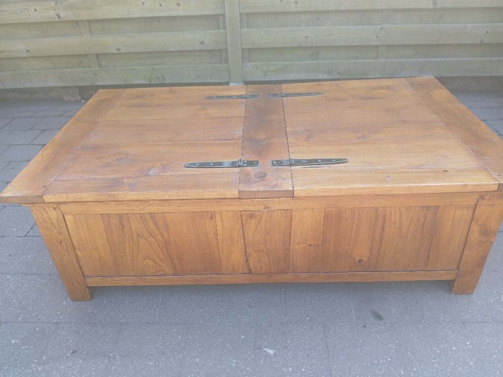 Salontafel teak, Ophalen, Gebruikt, 100 tot 150 cm, Teakhout
