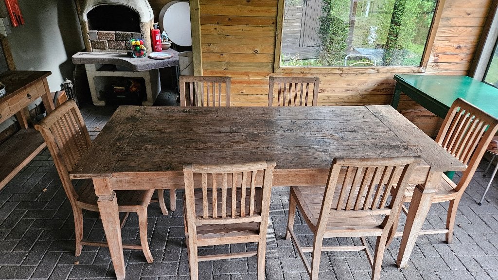 Teak tuintafel, Tuin en Terras, Ophalen, Gebruikt, Rechthoekig, Teakhout
