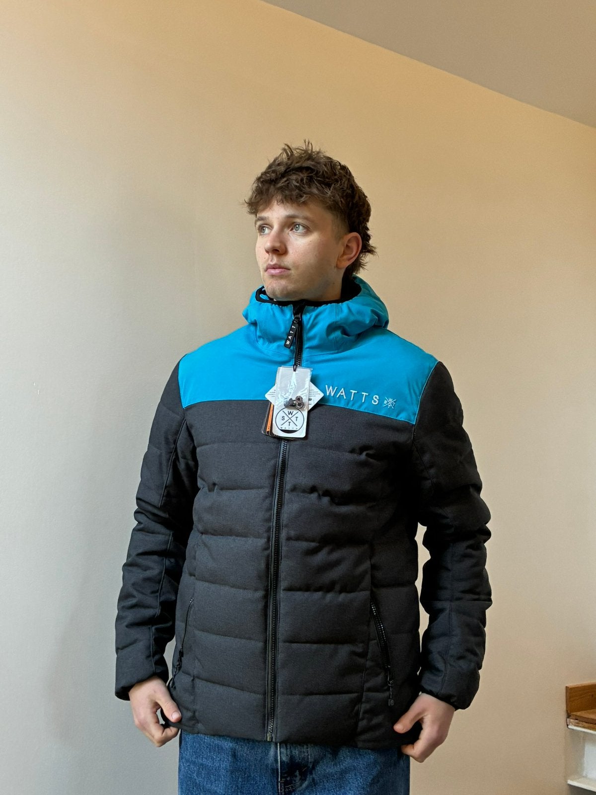 veste de ski WATTS homme L NEUVE étiquette –20K-  bleu/gris, Enlèvement ou Envoi, Neuf, Taille 52/54 (L), Bleu