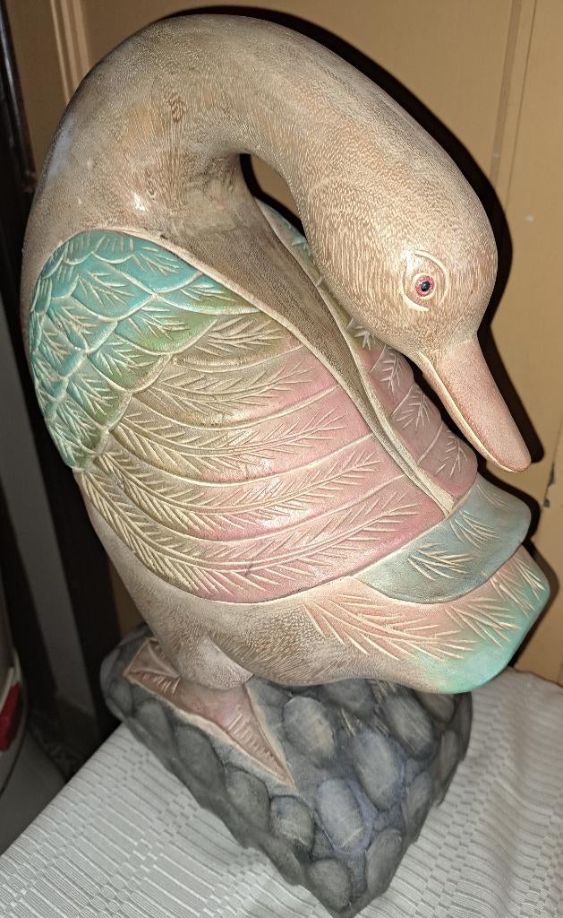 beeld beelden houten gans, Antiek en Kunst, Verzenden