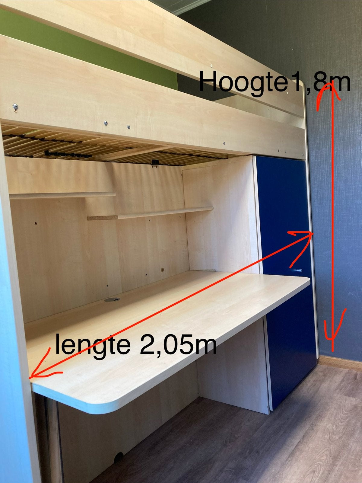 Hoogslaper met trap , kast en bureau, Ophalen, Zo goed als nieuw, Hoogslaper