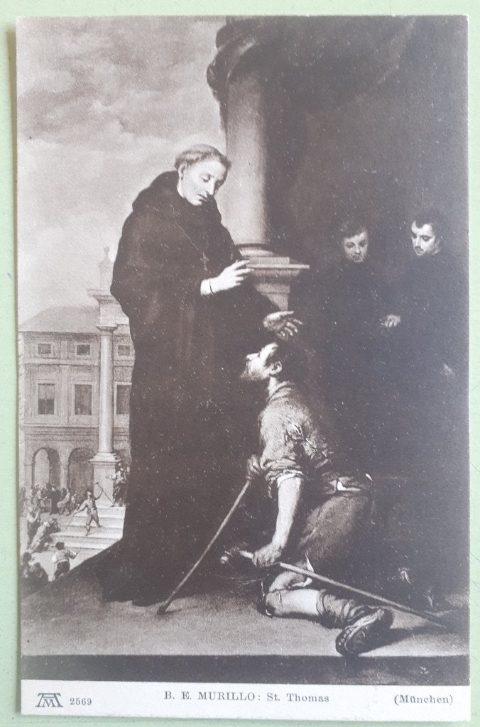 OUDE RELIGIEUZE Postkaart ST.THOMAS / Murillo  Ref.R84, Enlèvement ou Envoi, Comme neuf, Carte ou Gravure, Christianisme | Catholique