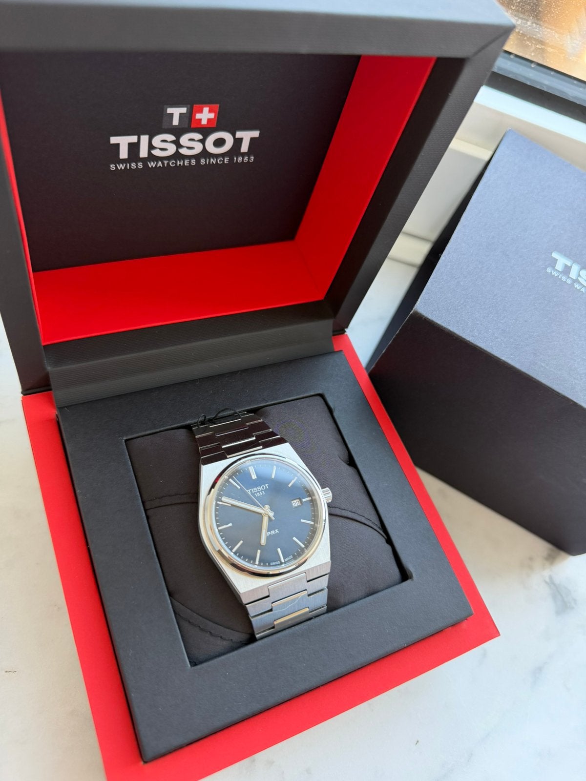Tissot prx 40mm blauw, Ophalen, Zo goed als nieuw