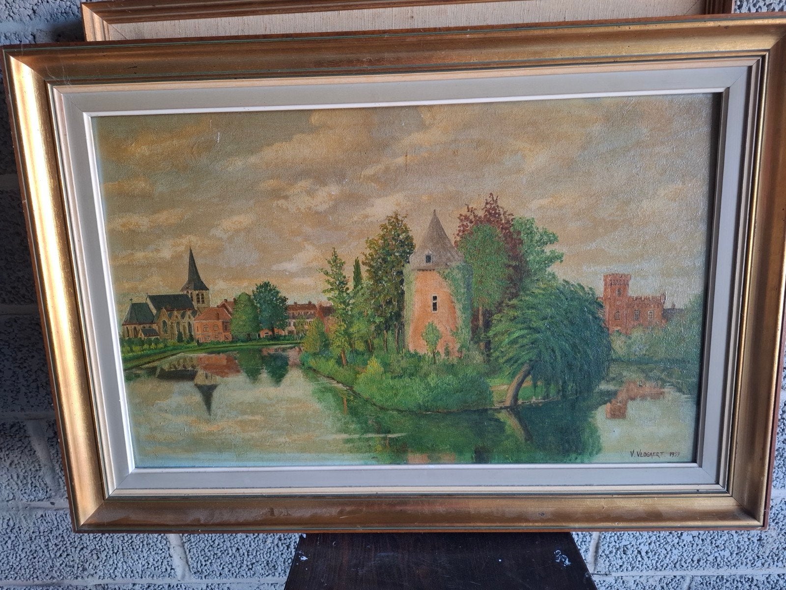 Schilderij Wilderkasteel V. Vlogaert 1959, Antiek en Kunst, Ophalen of Verzenden