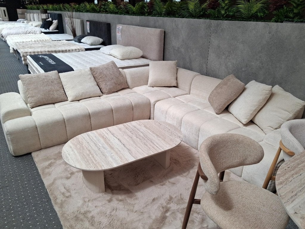 TB NIEUW Beige Hoeksalon Promo 280 op 280cm +Gratis Levering, Huis en Inrichting, 250 tot 300 cm, Hoekbank, Nieuw, Ophalen of Verzenden