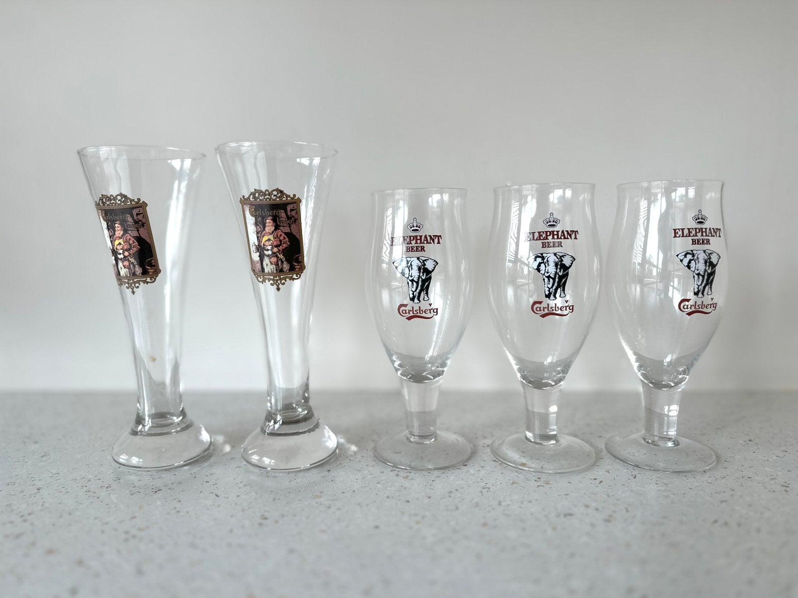 Lot de 5 verres Carlsberg vintage – Elephant Beer, Enlèvement, Comme neuf