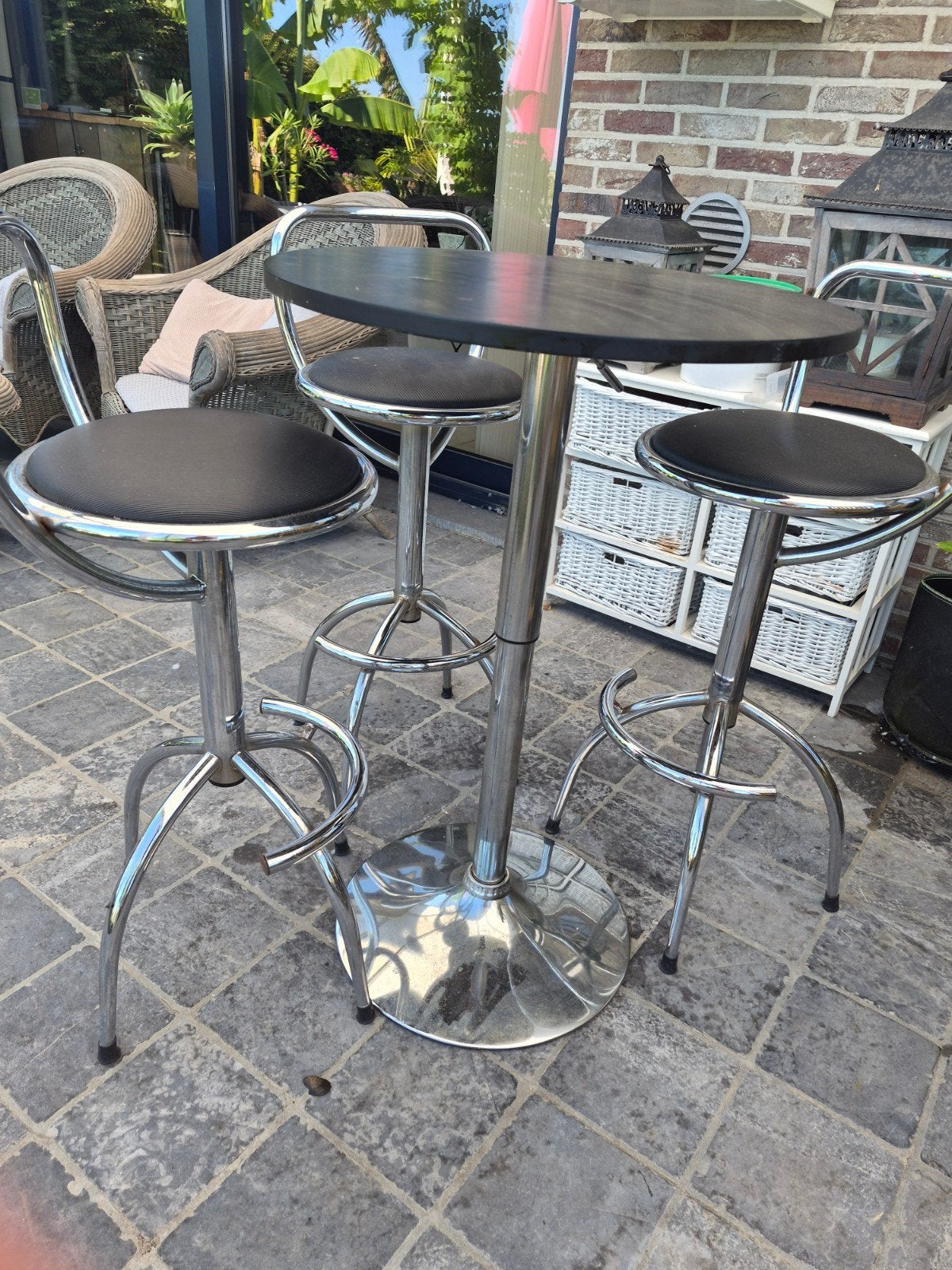 bartafel chrome +3 zitjes, Enlèvement ou Envoi